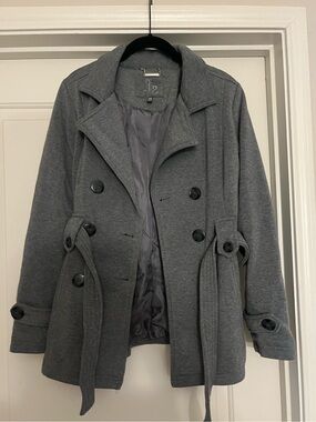 Women’s Double-Breasted Gray Peacoat Jacket